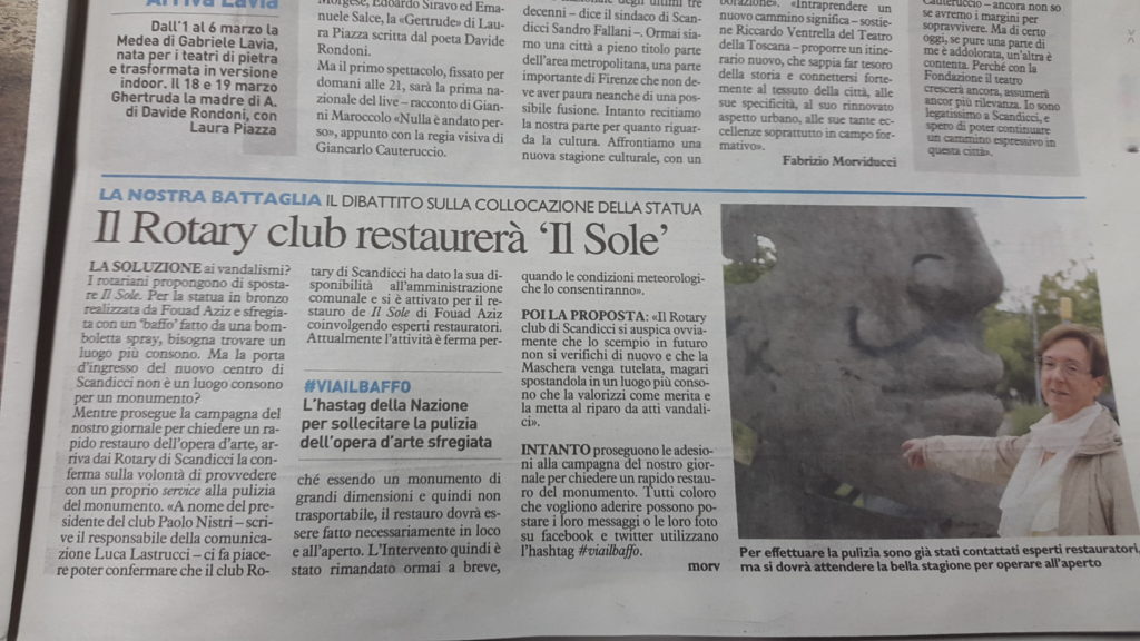 Il Rotary club restaurerà “Il Sol”